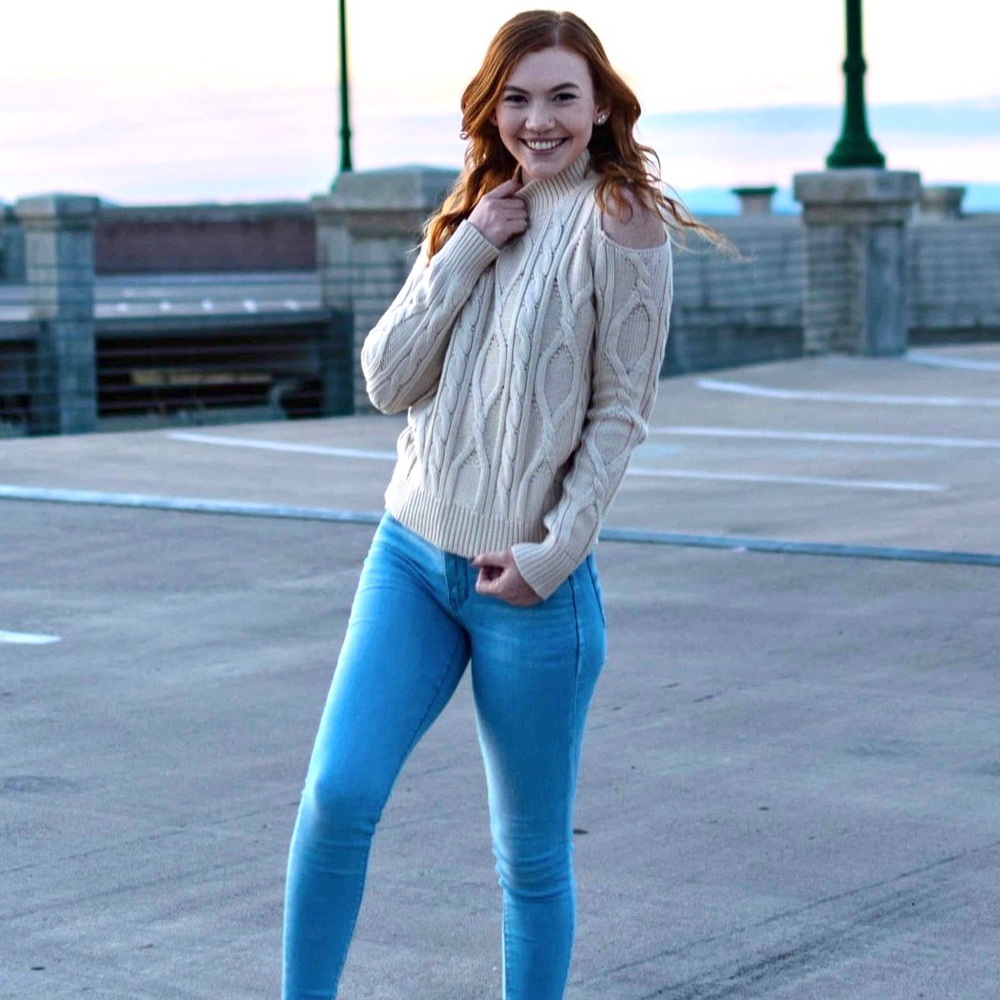 Black Swan Cold Shoulder Knit Sweater